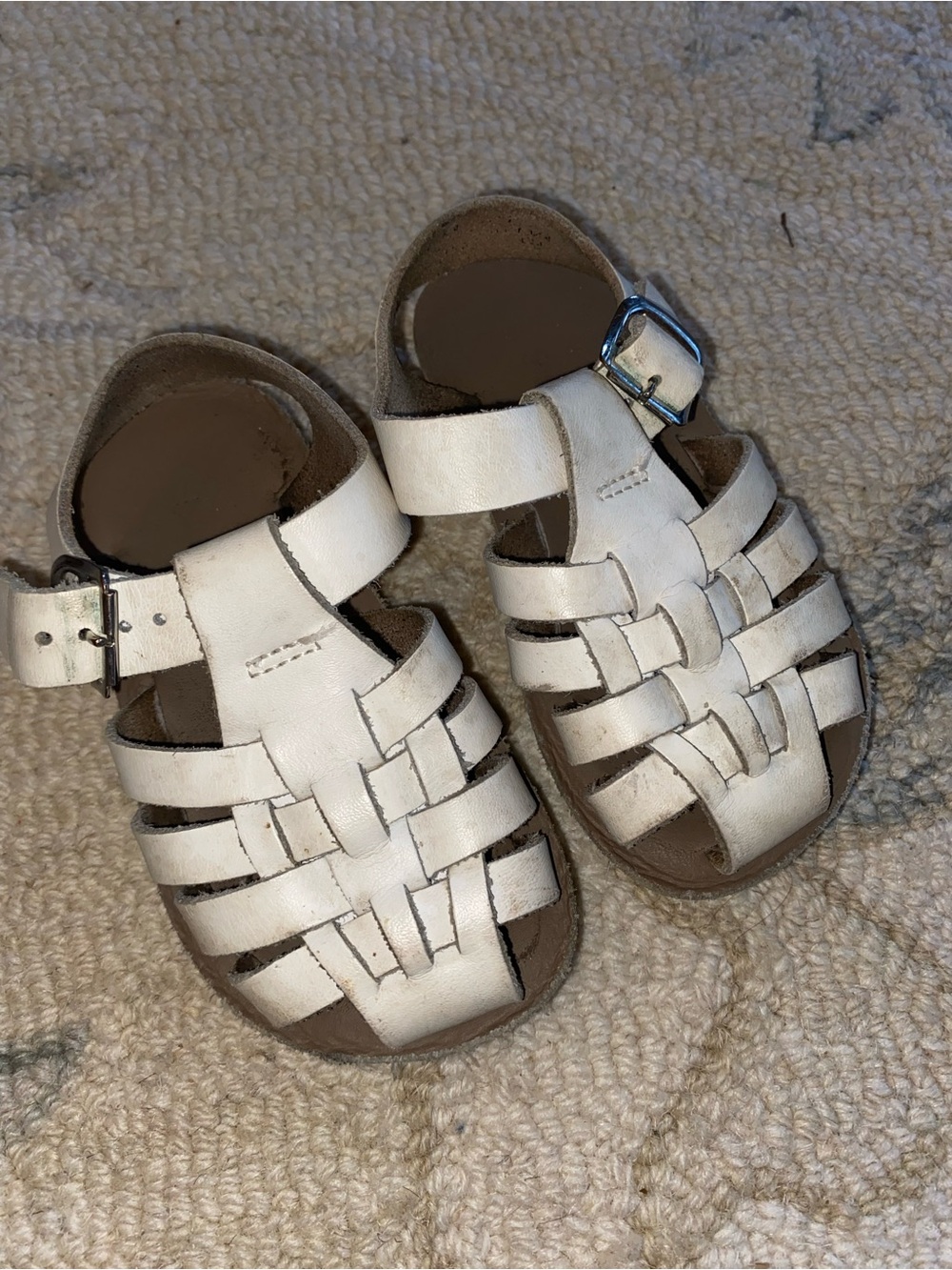 Saltwater Sun Sans Children's White Woven Sandals in Size 5